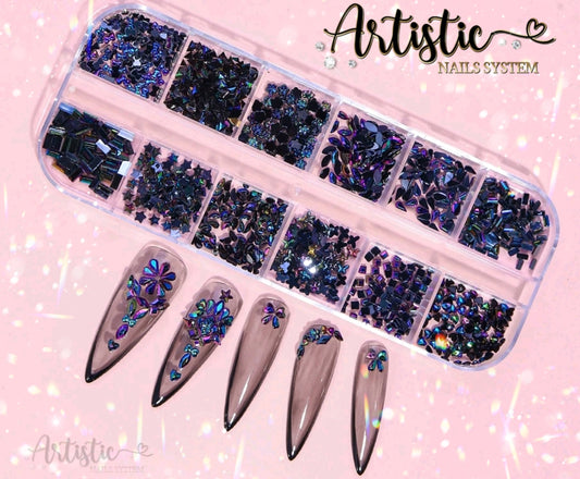 Black Holographic Rhinestones